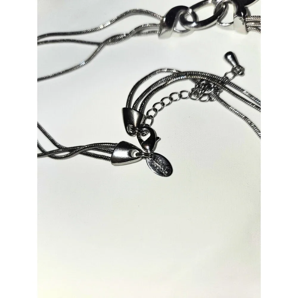 Lia Sophia Silver Tone Multi-Strand Pendant Necklace & Blue Link Bracelet Set